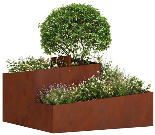 vidaXL Garten-Pflanzgefäß Rostoptik 80 x 80 x 50 cm Wetterfeststahl | Hergestellt aus starkem Cortenstahl, der ewig hält, Schickes rechteckiges Format, das deine Außenbereiche aufpeppt,
