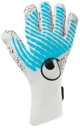 uhlsport Fußball Torwarthandschuhe Fangmaschine Cybertec - Supergrip+ Haftschaum mit Fingerschutz, 8, weiß/cyberblau/schwarz