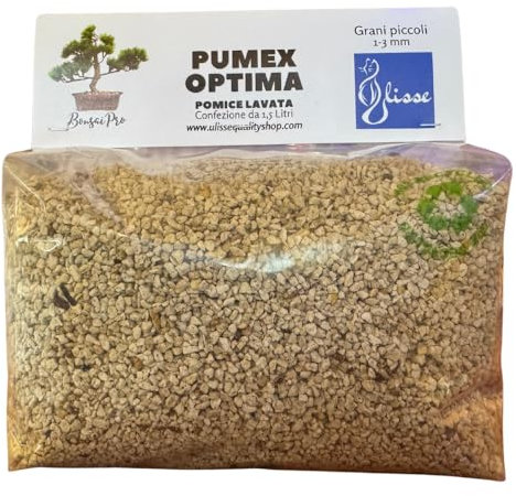 Ulisse® BonsaiPro Pumex Optima Bimsstein, gewaschen und getrocknet, Bonsai-Erde, gebrauchsfertig für jede Art von Pflanze, feine Körnung, 1,5 Liter