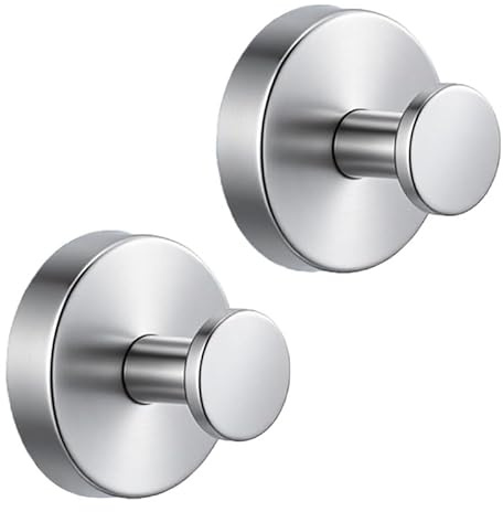 Dreamil Gancio a ventosa, 2 ganci da parete in acciaio inox, senza foratura, extra forte, per pareti piatte, per bagno, cucina, ufficio, balcone (nero/argento) (2 pezzi argento)