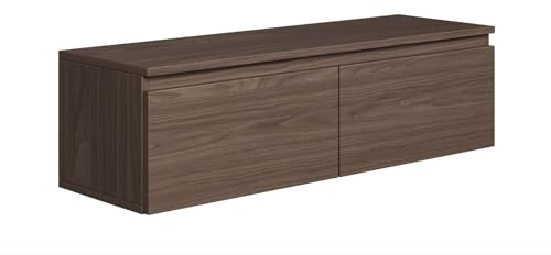 Selsey Hängeboard Bemmi 28,4x100x31,8 cm, Minimalistisches TV Lowboard, Wisconsin-Walnuss, Hochwertige Spanplatte mit ABS-Kanten, Zwei Klappenfächer,Melaminbeschichtet, Ideal fürs Wohnzimmer