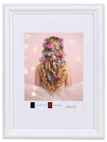 KM FOTO Holzrahmen mit Kunststoffglas Bilderrahmen MDF-Rahmen Wandrahmen Fotorahmen HR-22: Farbe: Weiß | Format: 30x40 | Pack: 1
