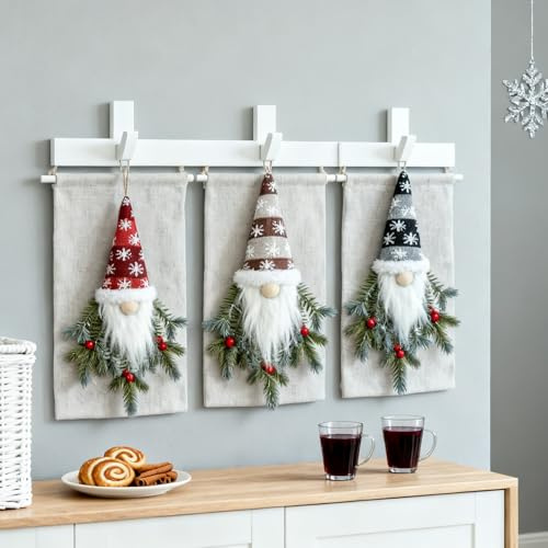 DJGIFI Wichtel Leuchtend 3er Set, LED Dekokranz Wanddeko, Tomte Figu