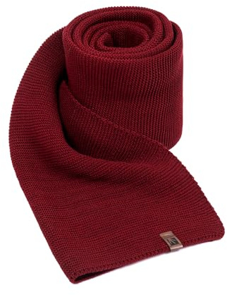 HEYO Damen Schal Winter Strickschal | H19603 | Weich Warm Gestrickt mit Leder Patch | Made IN EU (Weinrot)