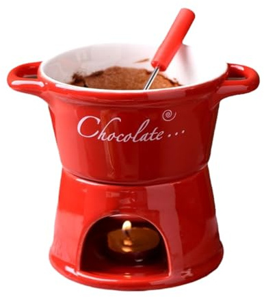 da fonduta, fornello da Burro Fuso in Ceramica con forchetta, Kit di da fonduta al Cioccolato Portatile | per Compleanno, Matrimonio, San, Festa, Cena, Dessert, Salsa di