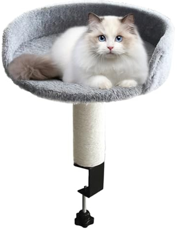 Sghtil Katzenbett, am Schreibtisch, abnehmbar, Zubehörkorb für Katzen, zum Befestigen am Schreibtisch – kuscheliges Nest zum Befestigen für Innenbereich, Haus, Wohnung, Wohnzimmer, Schlafzimmer