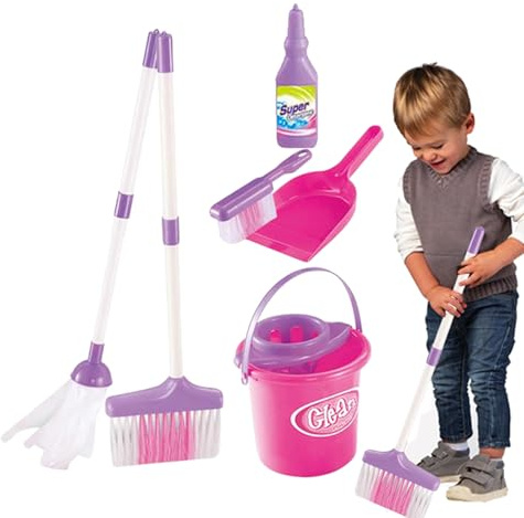 Kids Cleaning Toy Set – Pretend Housekeeping Supplies Kit with 22PCS Accessories, Realistic Broom Mop Vacuum Brush Dustpan Bucket Organizer | Interactive Role Play Cleaning Set for Boys Girls