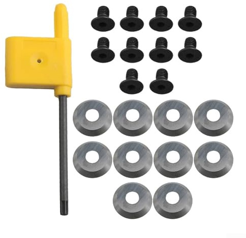 16 mm runda hårdmetallskär med skruvar och skiftnyckel för träsvarv lämplig för små och medelstora hålmaskiner