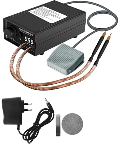 perfk Saldatrice a punti 8000W Strumento di saldatura portatile fai da te Facile da usare Azionato a pedale Multifunzionale Accessorio preciso Nero