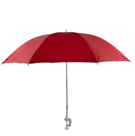 Mini Ombrello Parasole Universale D 105 cm con Gancio a Morsetto Regolabile per Passeggino Sedia Sdraio ringhiere Balcone e Finestra Struttura in Metallo e Tessuto Resistente (rosso)