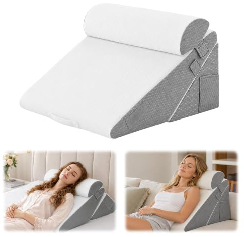 Mvellir 3PCS Set Verstellbares Keilkissen Bett, Memory Schaum Reflux Kissen, Orthopädische Keilkissen für Postoperative Unterstützung, Rückenkissen, Lesekissen für Bett und Sofa