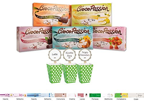 kit confetta 6 kg ciocopassion + box pois + etichette segna gusto + bigliettini (VERDE POIS)