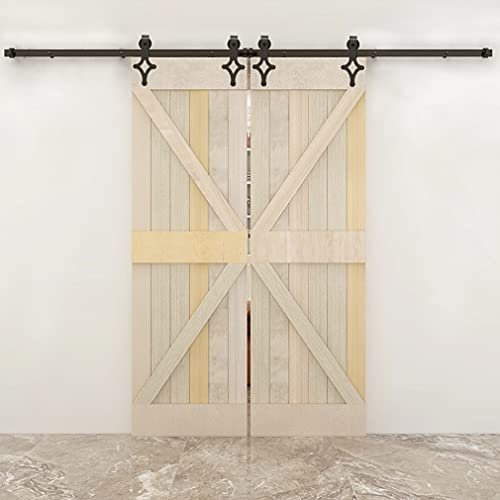 320cm/10.5FT Schiebetürsystem Set Rustikalen Stalltür Schiebetürbeschlag Doppeltür schiebetür laufschiene Set-Sliding Barn Wood Door Hardware Kit For Double Door