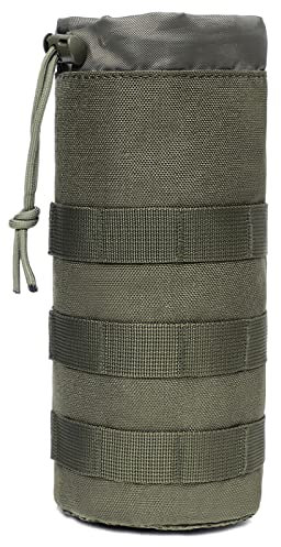 TRIWONDER Bolsa Táctica para Botella de Agua Bolsa Sistema Molle Soporte Ajustable para Botellas Cinturón para Senderismo Caza Camping (Verde, 1 Pcs)