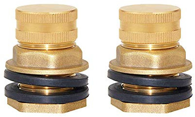 Joywayus 2 Stück Messing Außengewinde Gartenschlauch Schottverschraubung mit Stecker, 1,27 cm Innengewinde 1,9 cm ight Außengewinde Wassertankanschluss Gewinde und 1,9 cm GHT Innensechskantkopf