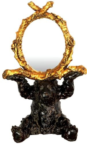 Casa Padrino Barock Tischspiegel Bär Schwarz/Gold 36 x H. 58 cm - Standspiegel - Schminkspiegel - Kosmetikspiegel - Deko Spiegel im Barockstil
