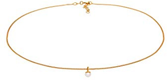 Elli Choker Kette Damen Vergoldet 24K Perle Anhänger 925 Silber