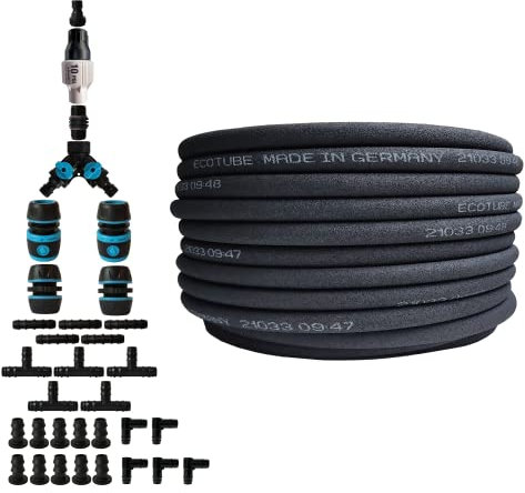 ecotube HOME - 50m Bewässerungssystem - Perlschlauch Tropfschlauch Bewässerung Garten, Hochbeet, Rasen