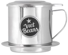 VietBeans vietnamesischer Kaffeefilter Vietnam Cafe Phin - Kaffeesieb - Kaffeepresse für 1 Kaffeetasse - Wiederverwendbar aus Edelstahl – 100 ml