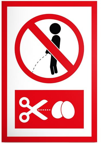 DankeDir! Cartello Vietato Pipì 20 x 30 cm - Targa per Porta Divertente Qui Non Urinare - Divieto di Pipì da Giardino