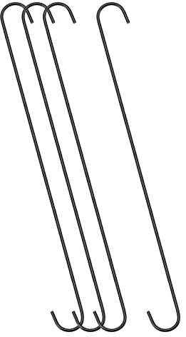 sourcing map S Hanging Hooks, 20inch/500mm Extra Long Steel Hanger, Indoor Outdoor Uses for Garden, Bathroom, Closet, Workshop, Kitchen, Black, 4Pcs
