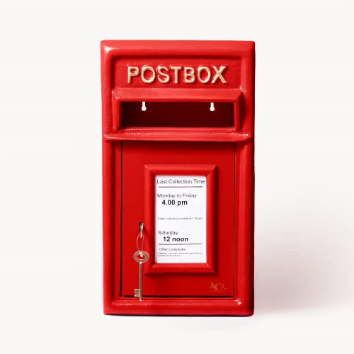 ACL Royal Mail Box - Boîte aux Lettres Rouge avec Serrure - Boîte aux Lettres sur Pilier/Fixation Murale - Réplique de boîte Postale verrouillable - Boîte Postale en Fonte Durable (boîte aux Lettres