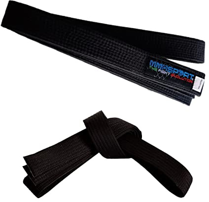 mmasport Cinturón Karate Belt Judo Aikido Taekwondo Artes Marciales de Algodón (300 cm, Negro)