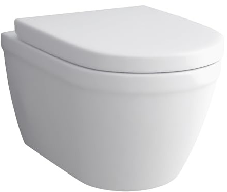 Alpenberger Hänge WC Spülrandlos | Toilette 48 cm Tief | Kloschüssel hängend | Wand WC mit Nano | Klo mit WC Sitz mit Absenkautomatik | WC Set Passend Geberit