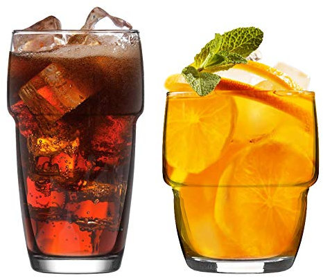 Galata 12pc Apilada Juego de Cristalería - Vidrio Mixto Cóctel de Highball Vasos de Ginebra Vasos para Beber Whisky & Agua - by LAV