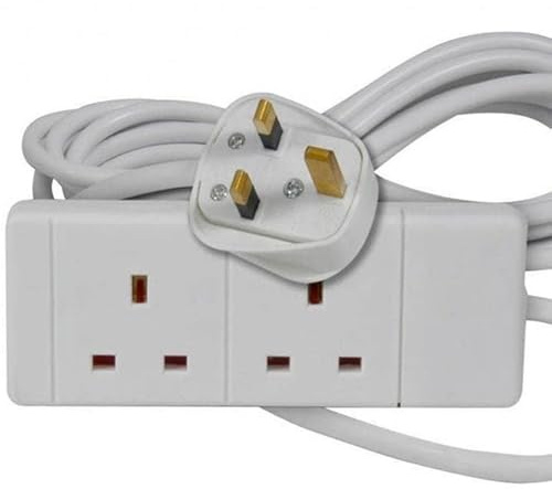 Cable de extensión de enchufe múltiple de 2 bandas de 1 m, tira de alimentación | Cable de extensión de alimentación eléctrica de 2 enchufes | Cable de extensión de 1 metro de enchufe de 2 vías