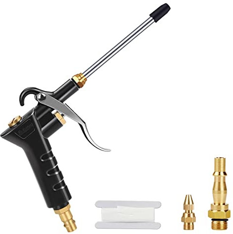 Noosverl Air Blow Gun Air Compressor Hose Air Blower for Compressor with 1 Blow Airline Nozzle and 2 Air Flow Extension Dust Cleaning, 1/4 BSP German Air Duster Cleaning Tool, Black