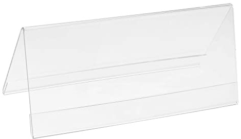 PATIKIL 7 x 3.12 Acrilico Scrivania Targhetta Supporti,10pz Trasparenti Nome Tenda Supporti, V- Sagomato per Tavolo Menu Carte Portacarte Triangolo Conferenza Carte Portacarte