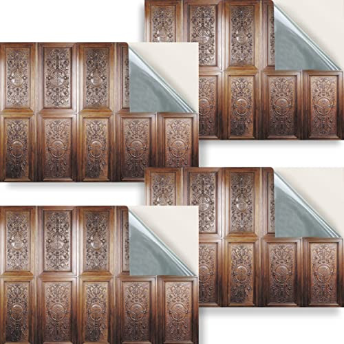 Stick & Go Repositionable Self Adhesive Dolls House Wallpaper 1:24 Scale (Set of 4 Sheets) - Carved Wall Panelling - No. 38