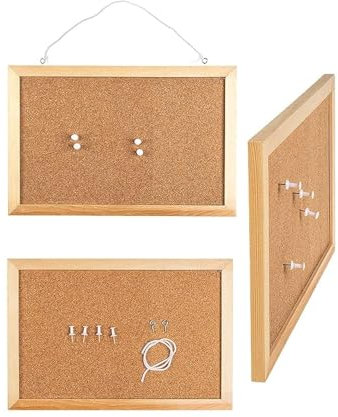 WE-STOCK Pinnwand aus Kork mit Holzrahmen - 20 x 30 cm - Perfekt für Büro, Zuhause und Schule