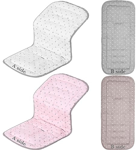 Thyle 2 Pcs Stroller Seat Cushion Stroller Seat Liner Baby Stroller Accessories Reversible Baby Carriage Cushion Universal Stroller Cotton Newborn Car Seat Breathable Stroller Mat for Pushchair