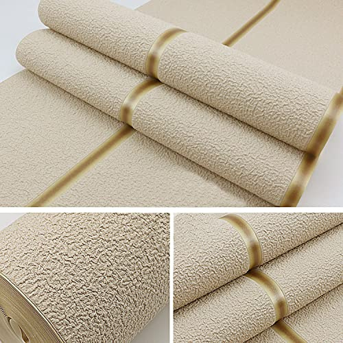 Juodkeo Faux Hirschfell Vliestapete für Wohnzimmer, 3D Moderne Beflockungstapete für Schlafzimmer, TV Hintergrund, Nicht Selbstklebend, 0.53x9.5m, Khaki