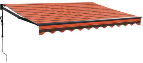 vidaXL Toldo Retráctil Automático con Motor, Sombrilla Colgante de Pared para Balcón Patio Tienda, Naranja y Marrón 3x2,5 m