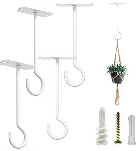 NACETURE Ganchos de techo para plantas colgantes, ganchos cuadrados para colgar en la pared, ganchos para colgar en interiores, soporte de metal para plantas, perchas de hierro para campanillas de