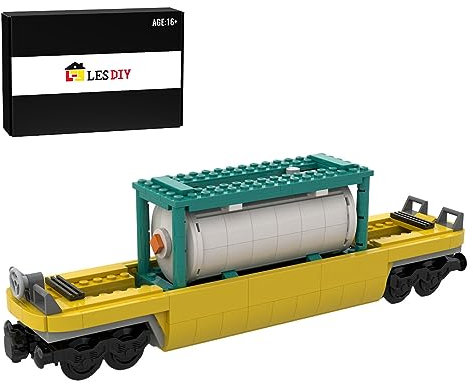 Lumitex Technology Zug Eisenbahn Bausatz, 404 Teile Klemmbausteine Container-Güter-Ölkesselwagen Bausteine Railway Train