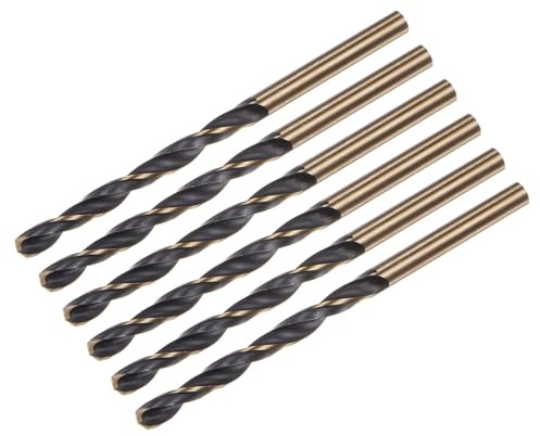 sourcing map 6pcs Jobber Drill Bits 4mm (0.157) Black Nitride & Gold Titanium Coated M2 High Speed Steel (HSS) Twist Drill Bits for Stainless Steel Aluminum Alloy Metal