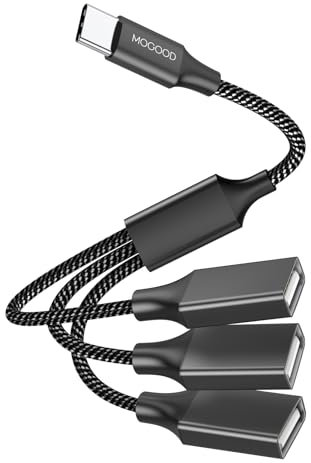 Adattatore per cavo USB C maschio a tre USB femmina,da tipo C a 3 tipo A 2.0Port Splitter Dongle cavo convertitore connettore multiplo multi hub per MacBook,iPad Pro Air,Microsoft Surface Go,PC,laptop