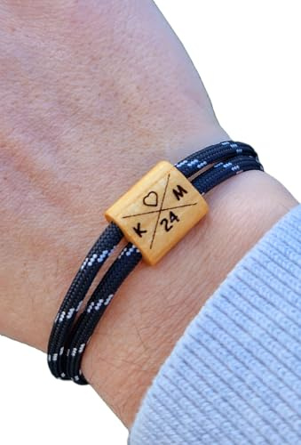 Gravur Holz Armband, Initialen, Valentinstag, Surfer Armband, Armband Damen, Armband Herren, Armband Konfirmation, personalisiertes Armband, Holz, Armband graviert, Weihnachten, Muttertag