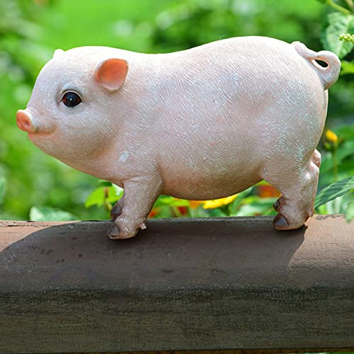 Aladeno Niedliche Schwein-Gartenstatue, lustige stehende Schwein-Figuren, Kunstharz, Tiere, Figur, Outdoor-Skulptur, Kunstharz, Rasen-Ornament, Gartendekoration, Innen- und (Mini Pink)