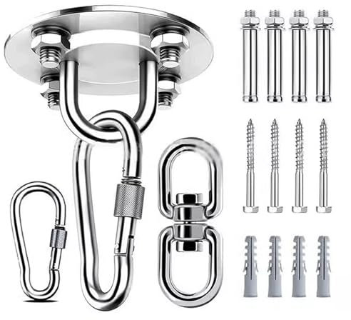 Schaukelhaken Schaukel-Hardware-Set, Hängezubehör, kommt mit 3 Arten von Haken, Schaukelaufhängern, Schrauben, Bolzen für Yoga-Schaukel-Hängematte