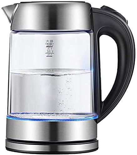 Bollitori, Bollitori elettrici, Bollitore elettrico in vetro ecologico, Bollitore per acqua senza fili da 1,7 litri con LED blu illuminato, Bollitore per acqua per tè a bollitura rapida, Spegnimento