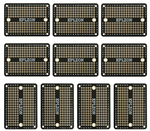 EPLZON Solderable Breadboard Mini PCB Board Gold-Plated Solder Breadboard for DIY Electronics Projects Apply to Soldering Projects 2.0x1.5 Mixed Color(Pack of 10 Pcs,BLACK)