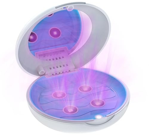 ZCCMWLVSHUO Boite Gouttiere Dentaire avec LumièRe De DéSinfection UV, Boite Appareil Dentaire DéSinfecte, Nettoie Et éLimine Les Odeurs, Boite A Dentier Adulte Portable, Parfaitement ProtéGé