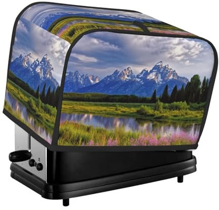 Grand Teton Nationalpark Toaster-Abdeckung, 2 Scheiben, Küchen-Abdeckungen für kleine Geräte mit Taschen, Toaster-Staubschutz mit Tragegriff oben, waschbar, Universal-Brotbackmaschinen-Abdeckung für