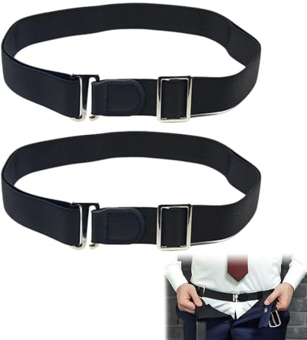 Amexo 2 Pezzi Ferma Camicia Uomo Elastico Bretelle Regolabile Cintura con Reggicalze Antiscivolo Nero