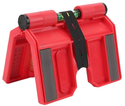 Dilwe Magnetische Pfosten-Wasserwaage, Zusammenklappbares, Hochpräzises Multi-Winkel-Messwerkzeug aus Kunststoff mit 3 Fläschchen und Elastischer Schlaufe